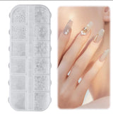 Nail Art Strasssteine ​​​​1 Schachtel, Nail Charms, 12 Typen Weiße Perlen Für Nägel, Flatback Strass, Klein Edelstahl-Perlen, Nagel Deko, Nagel Zubehör