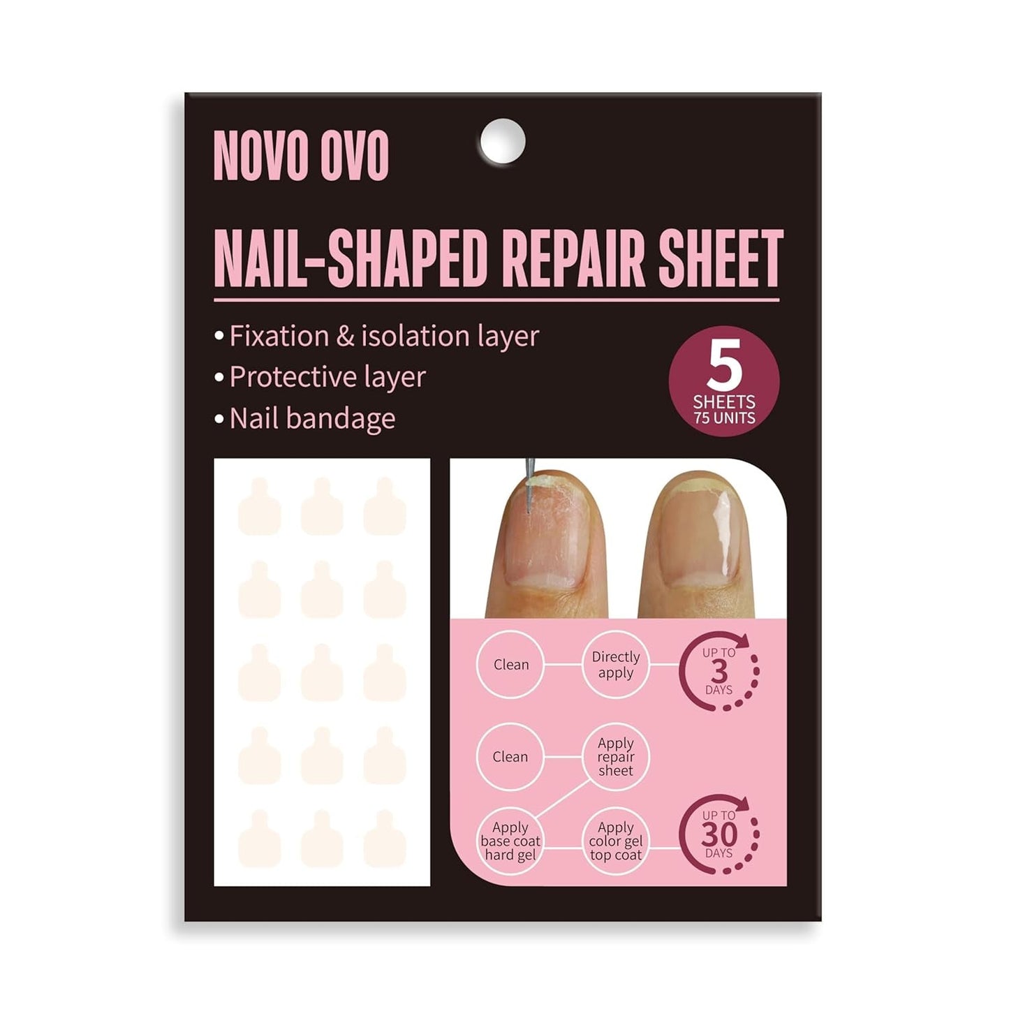 NOVO OVO 360 fogli adesivi per nail art facili da staccare e a pressione, trasparenti su entrambi i lati, attacco per nail art/confezione/conservazione/pratica/accessori, 30 pezzi x 12 fogli