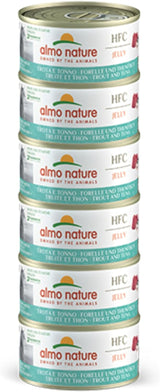 Almo Nature HFC Jelly - Alimento umido per gatti adulti - Trota e Tonno - Qualità Human, Senza Glutine - 6 x 70g