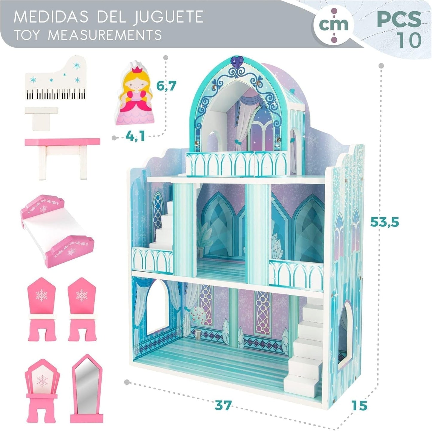 Colorbaby WOOMAX 49314 - Lucchetto in legno 37 X 15 X 53,5 Cm +3A Case delle bambole Naty Shop