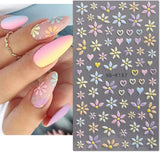 JMEOWIO 3D Nagelsticker Blume Frühlings Nail Art Sticker Self-klebend Nagelaufkleber 5D Stereoscopico Estate Bunter Blumen Dekoration Nageldesign Zubehör 4 Blatt