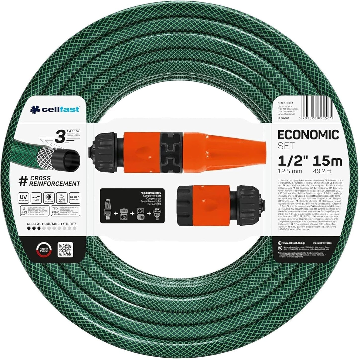 Set irrigatore CELLFAST, Irrigatore da giardino, Irrigatore da prato per fiori e piante, Connessione rapida, Economico
