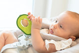 Nuby - Anello da dentizione con avocado - Giocattolo da dentizione in silicone e legno - Nucleo rotante in legno - Giocattolo da dentizione per neonati e bambini piccoli - Ausilio per la dentizione - Senza BPA - 6+ Mesi