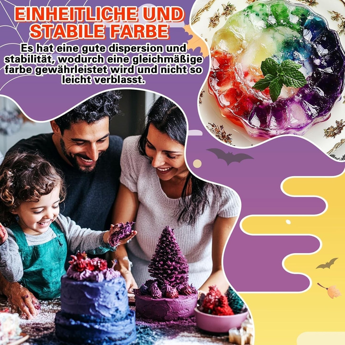 Colorante alimentare in polvere - Colorante alimentare in 4 colori, colorante alimentare concentrato, rosso verde blu viola colorante alimentare per decorazione di torte, cottura al forno, glassa, dessert, cucina - 5G