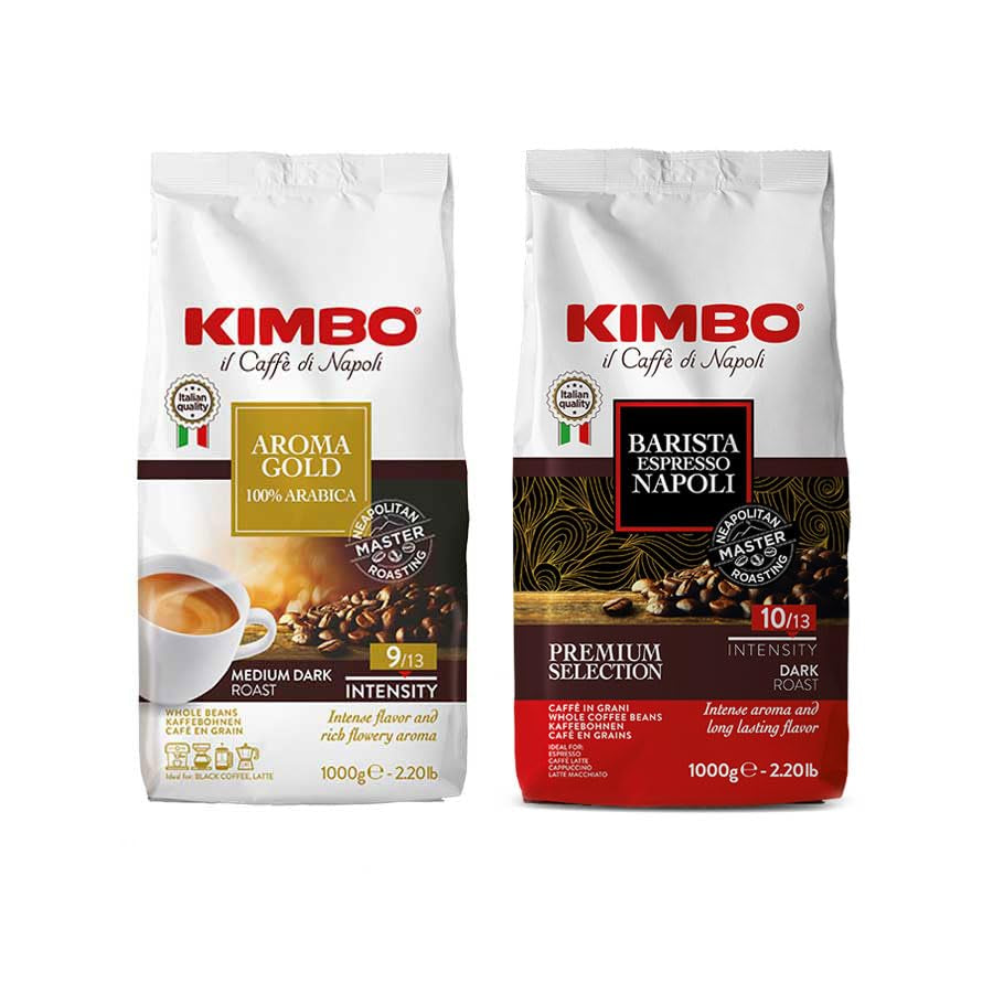 Set caffè in grani: Aroma Gold 100% Arabica ed Espresso Napoli 1 kg x 2