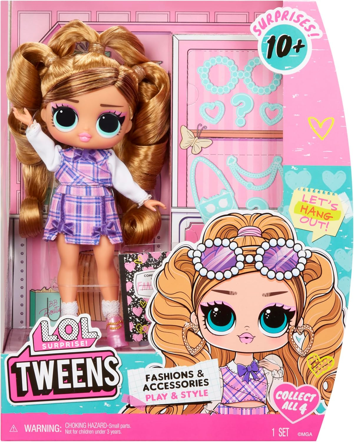 LOL Sorpresa! Tweens Core Doll - Fancy Girl - Include 1 bambola alla moda con vestito e accessori, 4 oggetti da collezione, Rose