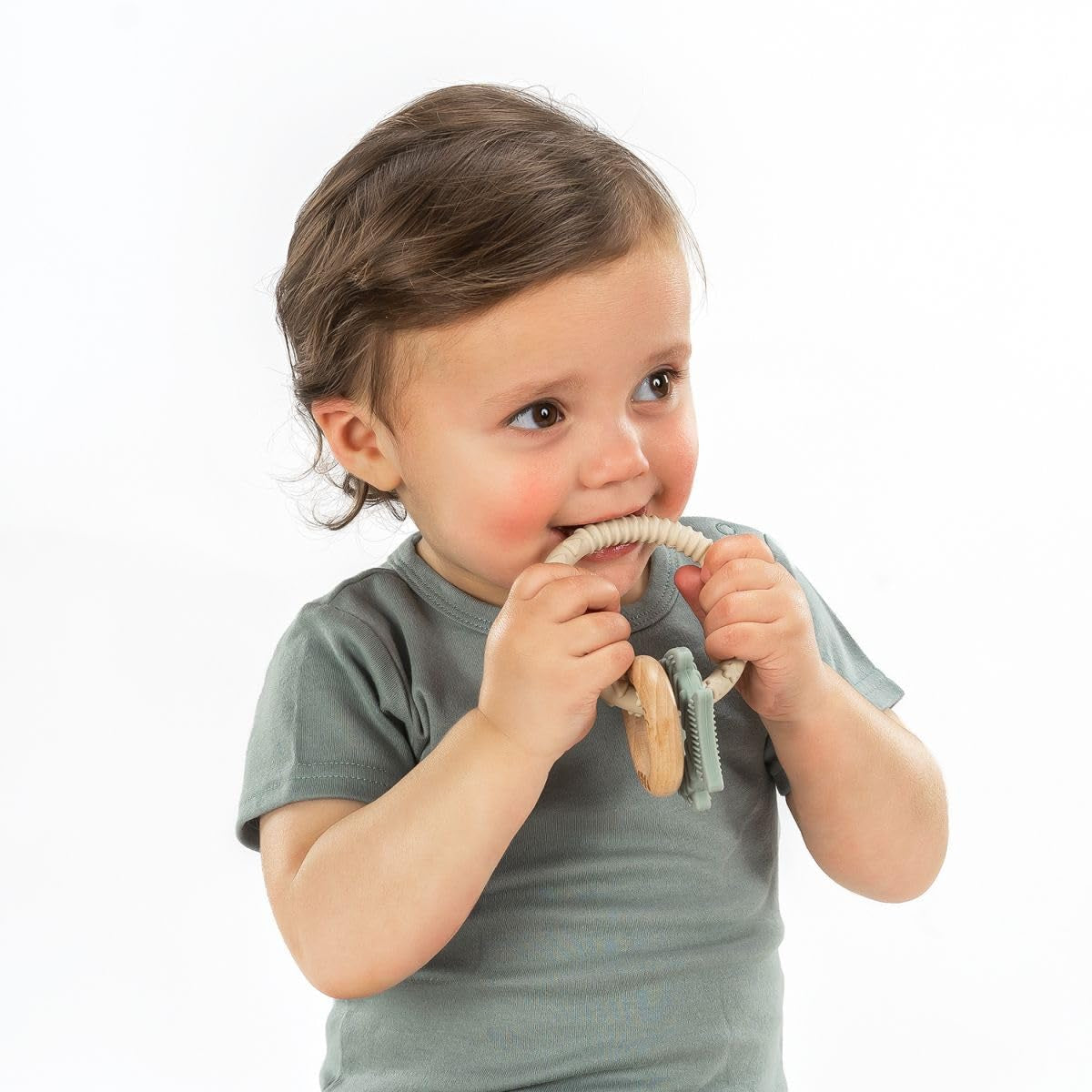 reer BiteDuo | Massaggiagengive in legno di silicone per bambini | Aiuto per la dentizione | Motorized toy