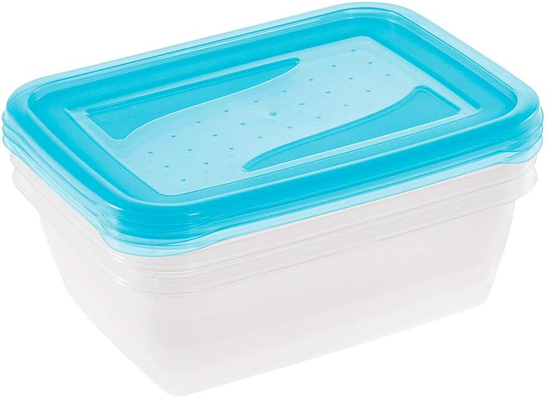 Kekeeper set 3 barattoli per alimenti, 3 x 1,25 l, 20,5 x 15,5 x 6,5 cm, Fredo Fresh, blu trasparente Scatole per alimenti Naty Shop