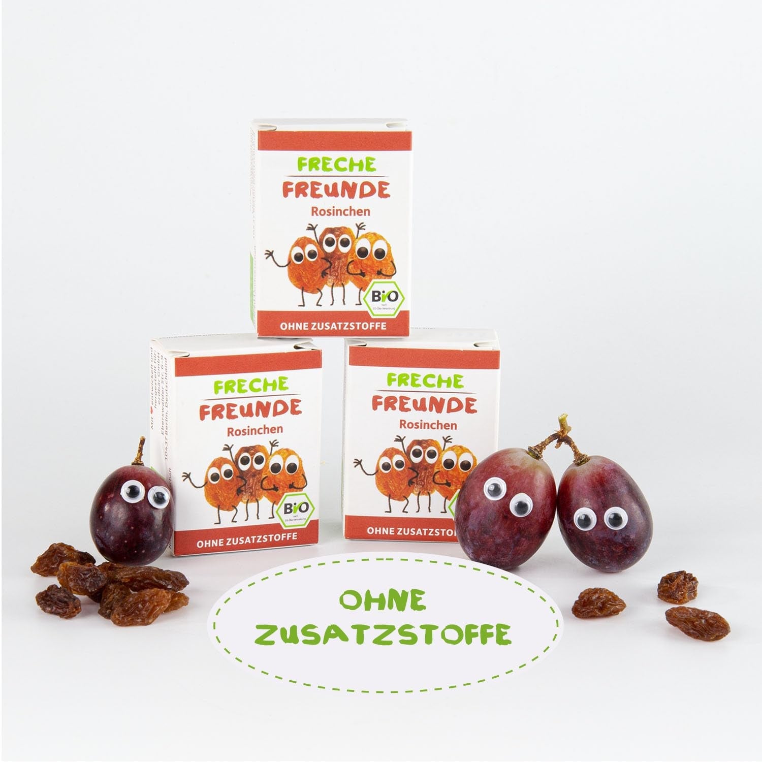 FRECHE FREUNDE Uvetta biologica, Trockenfrüchte ohne Zucker, ohne Zusatzstoffe, ungeschwefelt, in kleinen Snackboxen, Sultaninen für Kinder, confezione da 20, 20 x (3x14g)