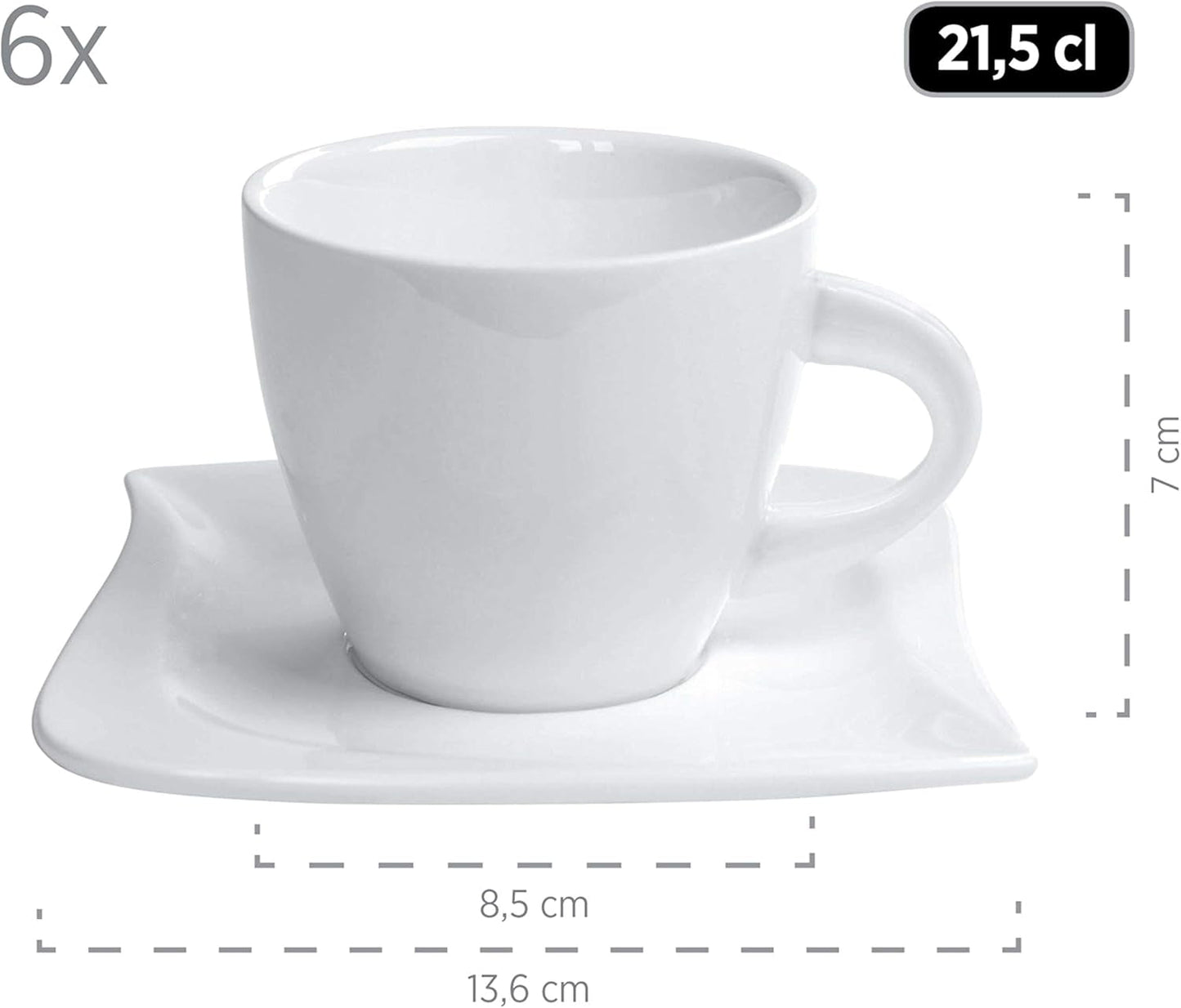 Verso de Mäser, Serie La Musica, Servizio da caffè 18 pezzi, Servizio da tavola in porcellana per 6 persone, 921172, Bianco