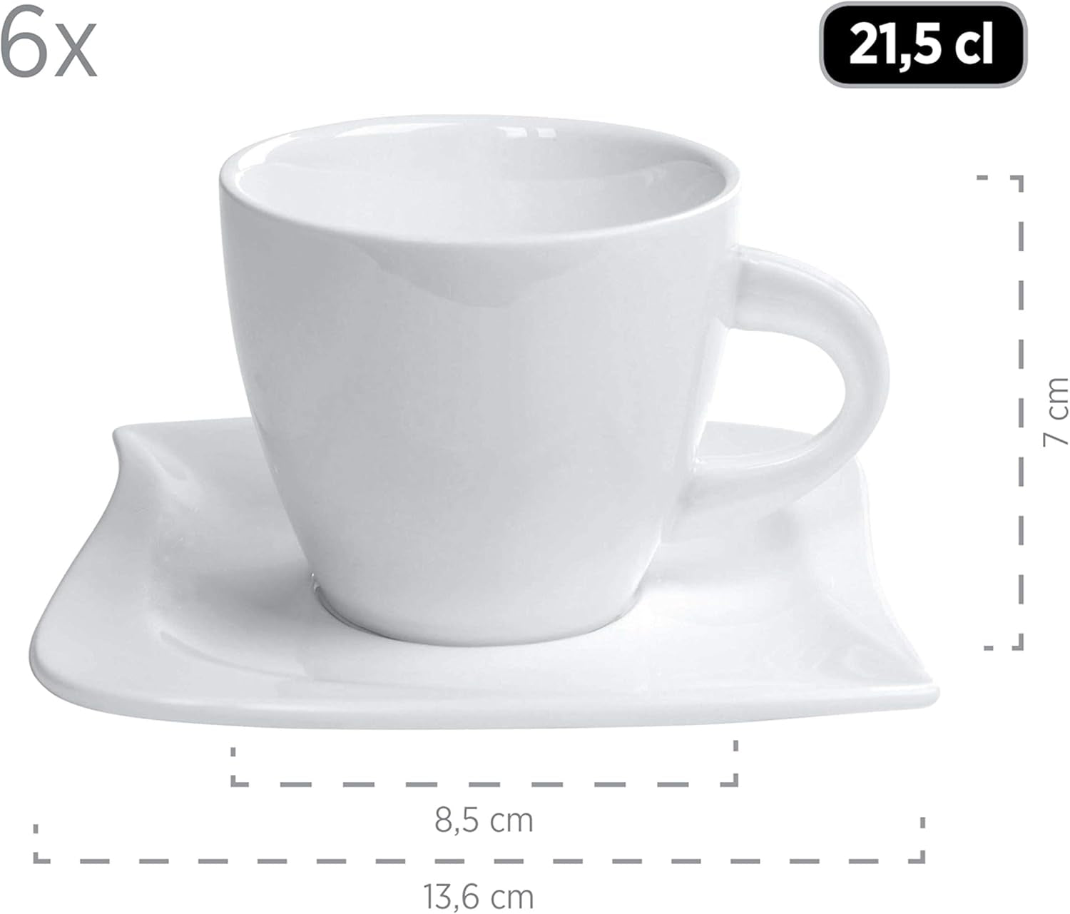 Verso de Mäser, Serie La Musica, Servizio da caffè 18 pezzi, Servizio da tavola in porcellana per 6 persone, 921172, Bianco