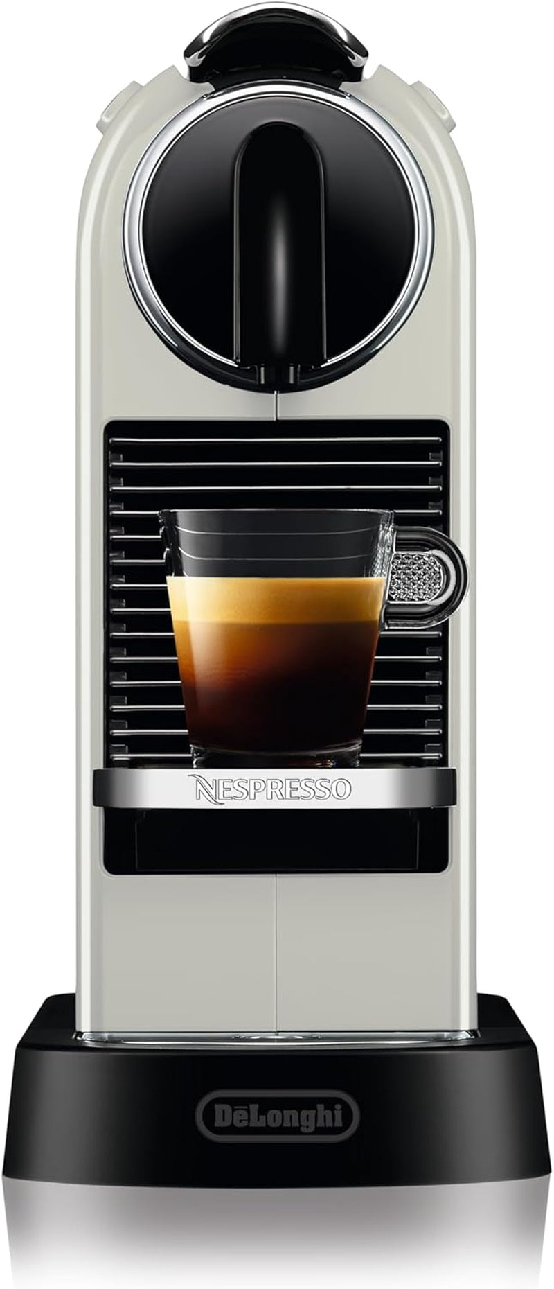 Macchina per caffè espresso a capsule Nespresso EN167.W Citiz, pompa ad alta pressione e controllo della temperatura ideale, senza Aeroccino (montatore per il latte), funzione di risparmio energetico, 1260 W, bianco crema, 37,4 x 11,9 x 25,5 cm