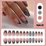 Unghie artificiali Glitter naturali Stampa breve su unghie glitter autoadesive acriliche per donne Ragazze Accessori per nail art 48 pezzi