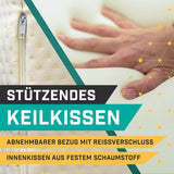 Cuscino a cuneo per letto e divano - Ideale come cuscino da lettura, per la schiena nel letto o per sollevare le gambe - Schiuma dimensionalmente stabile - Fodera lavabile