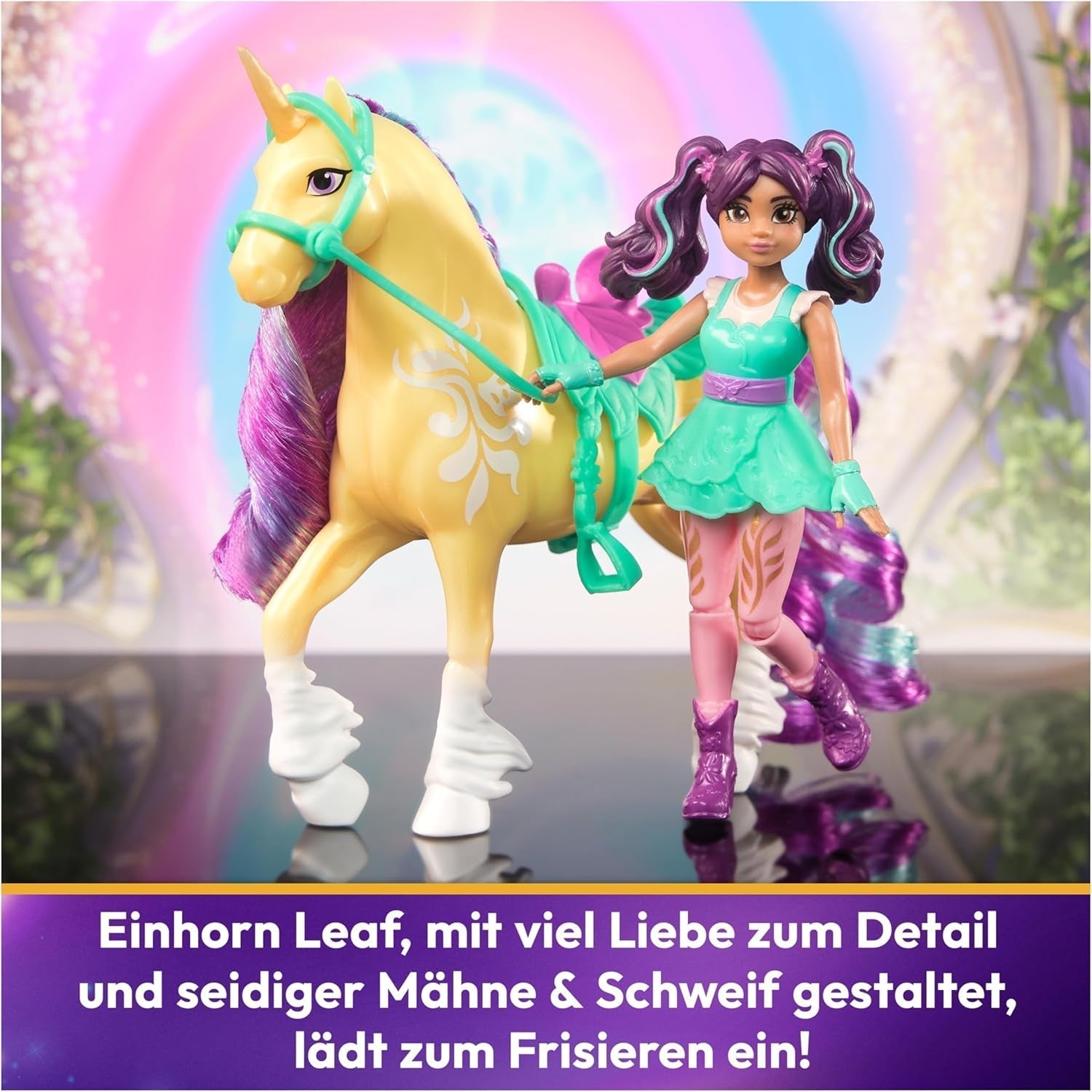 Unicorn Academy AVA e Unicorn Leaf Set - Personaggi originali alti circa 12 cm della popolare serie Netflix Con due accessori e spazzole per capelli Per giochi di ruolo fantasiosi, per bambini dai 4 anni in su Action figures Naty Shop