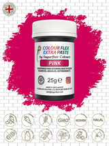 Pasta colorante alimentare Sugarflair Colourflex Extra Pink Paste - Colorante alimentare commestibile per crema al burro, cioccolato, pasta di zucchero, glassa, fondente, miscele per torte, impasti e altro - 25 g