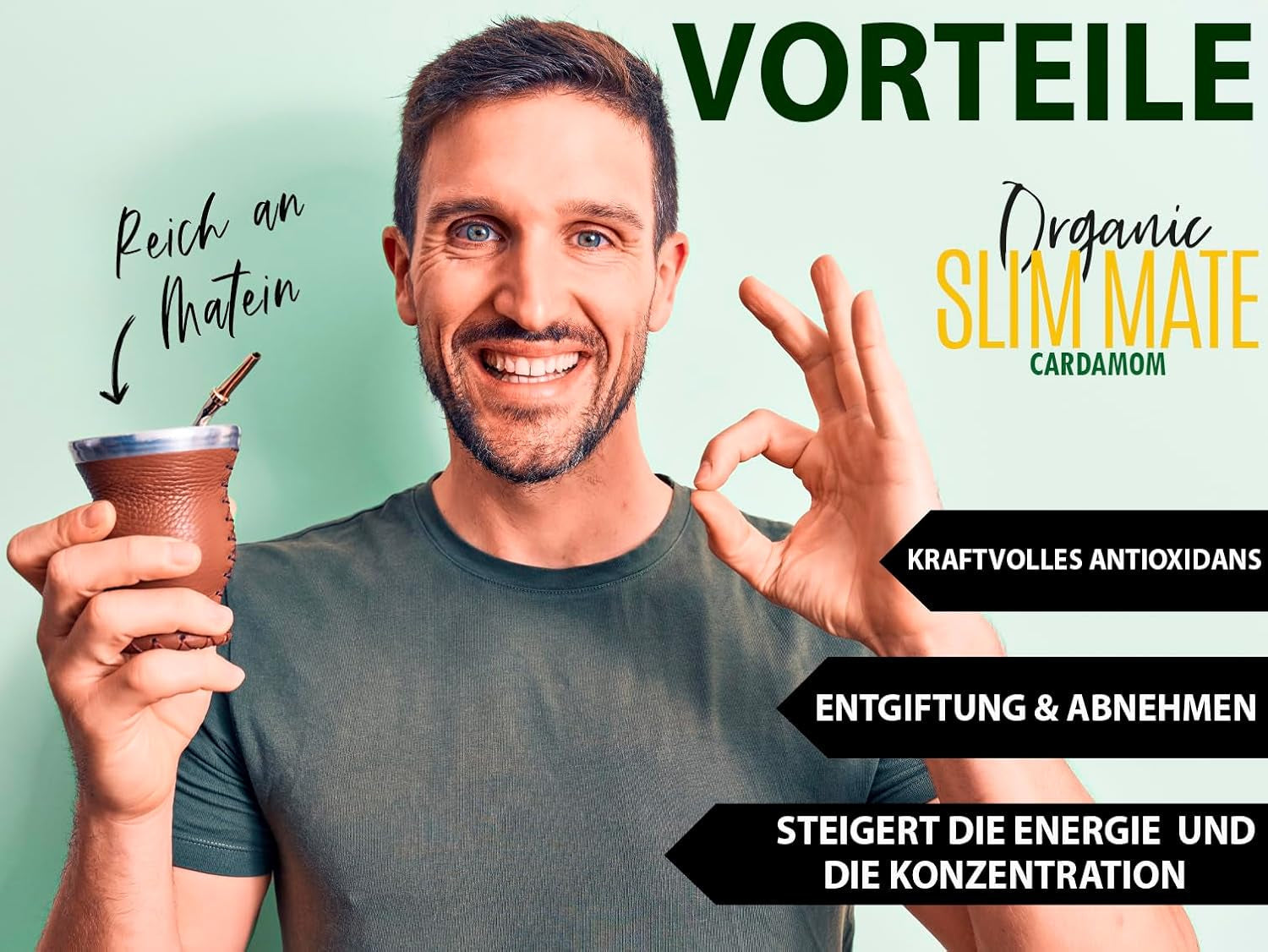 VITSTORM® Slim Tea Cardamom – Tè Yerba Mate BIO – Tè disintossicante e diuretico – 100G