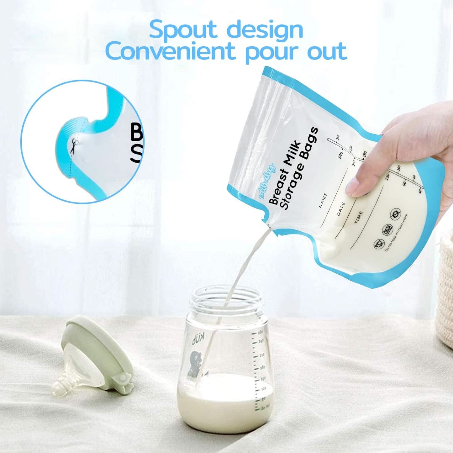 Edibaby, Buste per latte materno, 100 pezzi, Sterilizzate, senza BPA Accessori Alimentazione e Allattamento Bebe Naty Shop