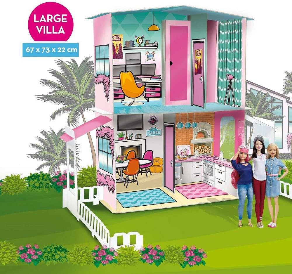 Lisciani - Casa delle Bambole BARBIE - Villa dei Sogni di Barbie su Due Piani - Casa 3D da Costruire, Decorare e Progettare - Giocattolo Creativo da Costruire e Artigianale per Bambini dai 4 Anni in su Case delle Bambole Naty Shop