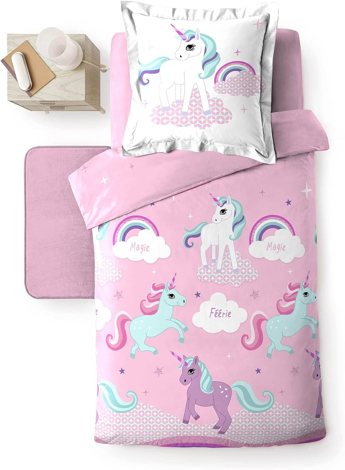 Lenzuola unicorno con federa, Lenzuola in cotone - bambini Naty Shop