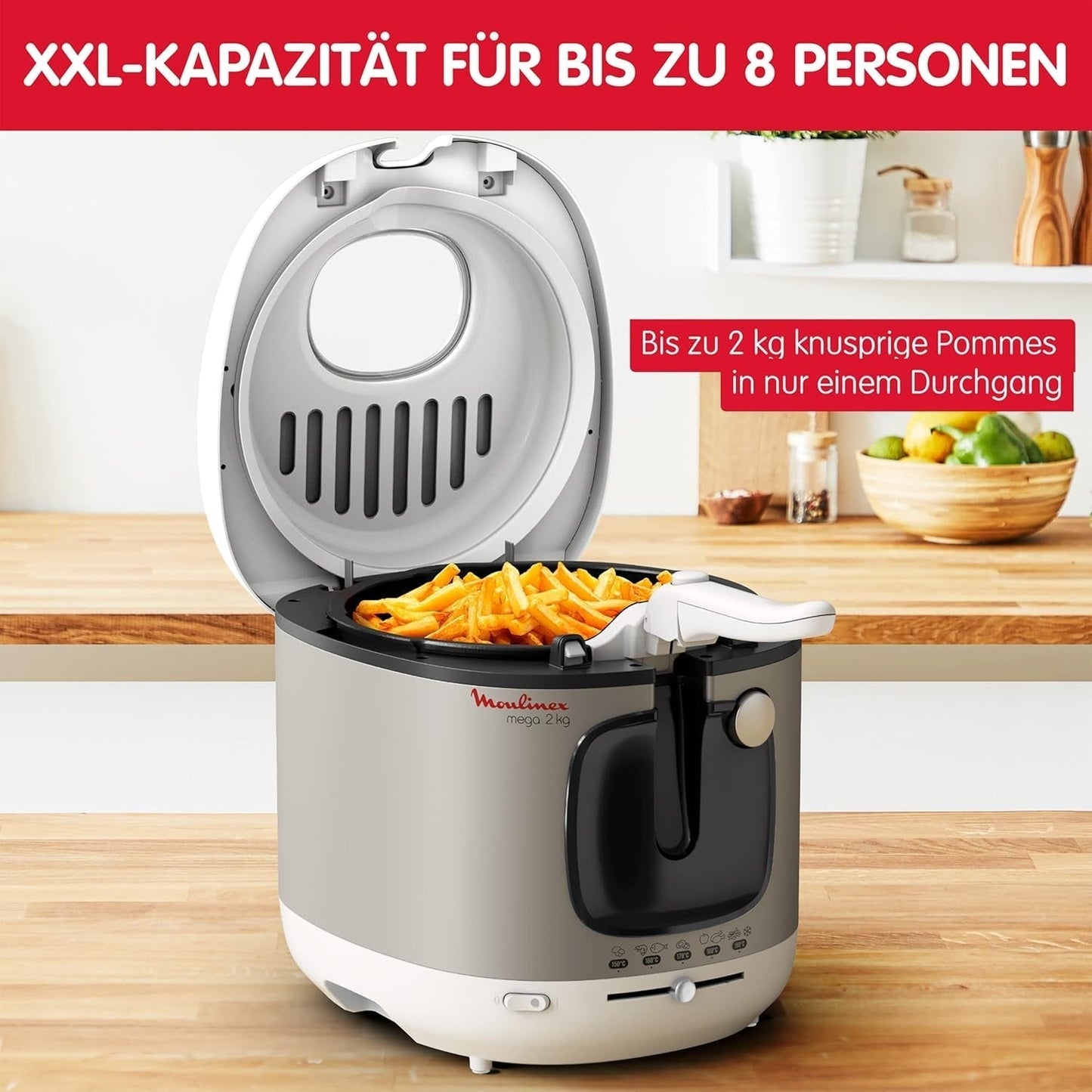 Friggitrice AM4800 Mega 2Kg, friggitrice ad olio, filtro odori, 1800 W Elettrodomestici Naty Shop