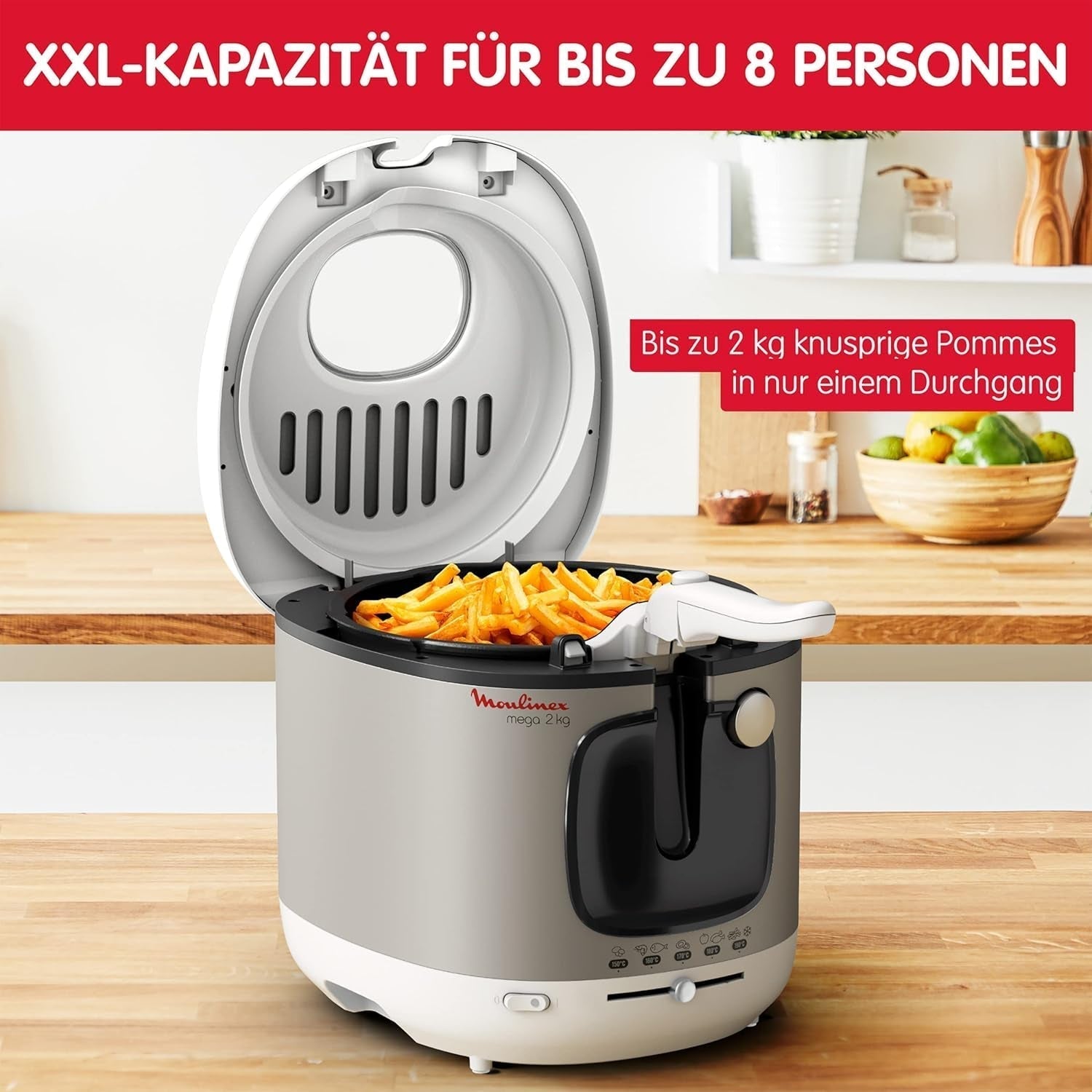 Friggitrice AM4800 Mega 2Kg, friggitrice ad olio, filtro odori, 1800 W Elettrodomestici Naty Shop