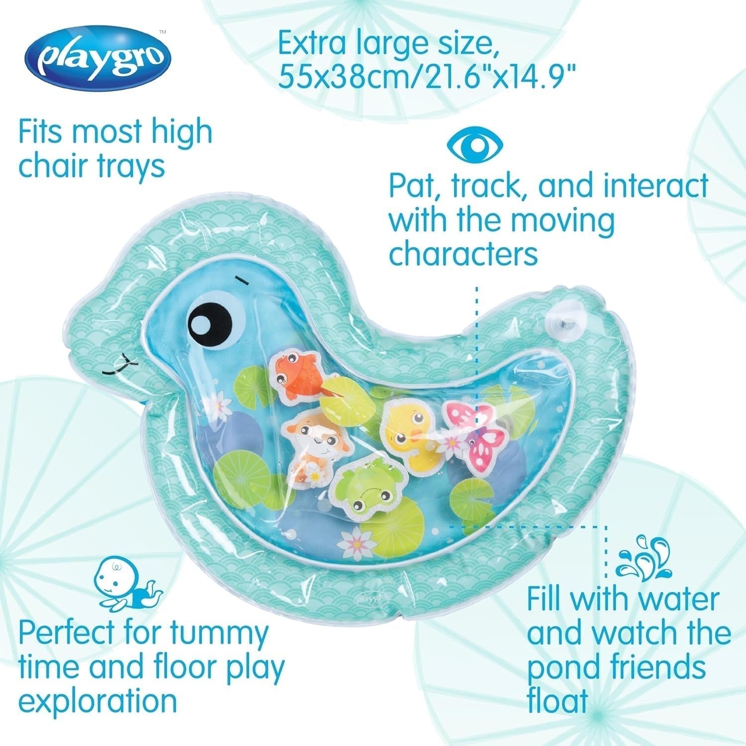 Playgro Tappetino per l'acqua per bambini, Tappetino per giochi d'acqua gonfiabile Giocattolo sensoriale per 3 6 9 mesi Giocattoli Bebe Naty Shop