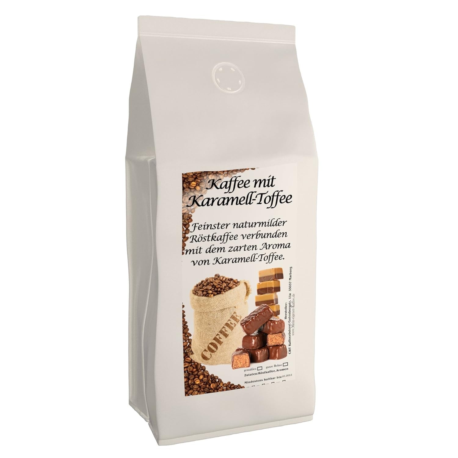 Aromakaffee - Aromatisierter Kaffee - Ganze Bohne - Frisch Von Uns Geröstet (Caramello, 500 Gramm)