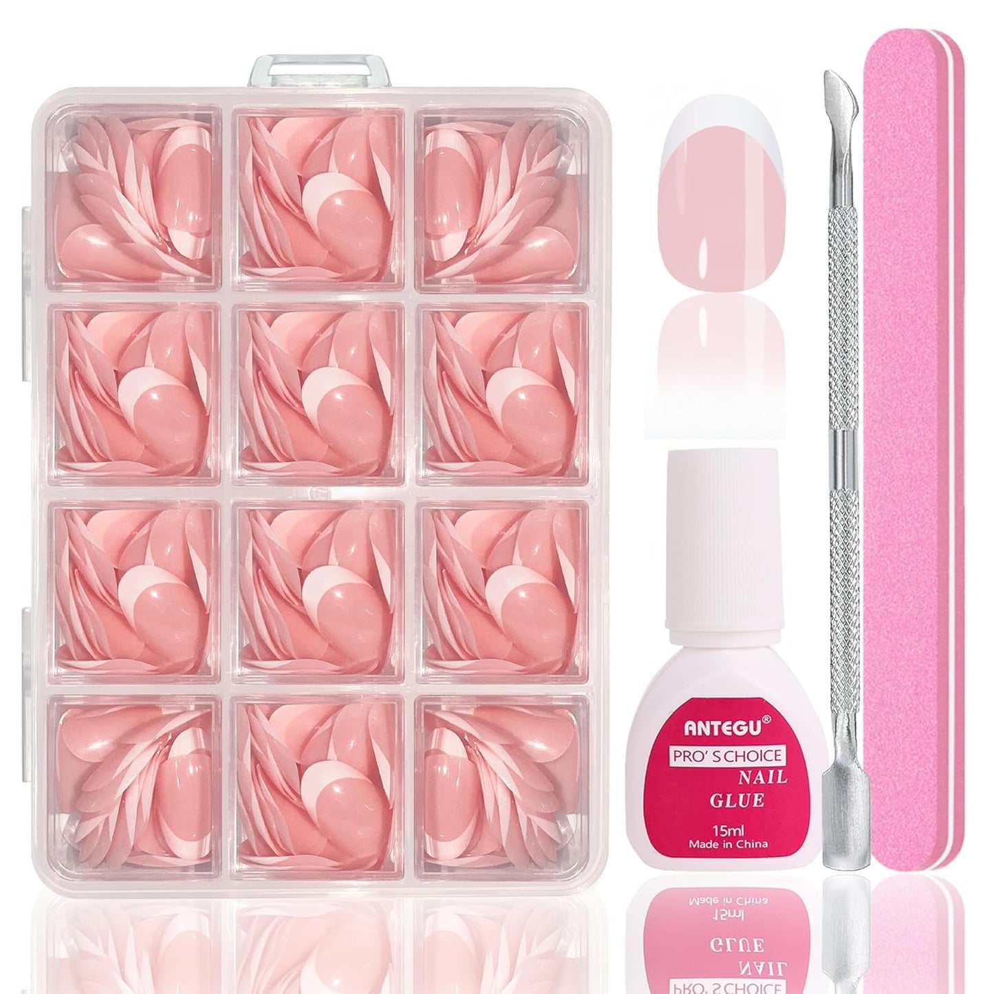 Set unghie finte ballerina - 240 pezzi di delicato rosa lilla per unghie finte, colla a copertura totale su unghie finte, set di punte per unghie finte per manicure e nail art per donne e ragazze (rosa lavanda)