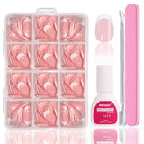 Set unghie finte ballerina - 240 pezzi di delicato rosa lilla per unghie finte, colla a copertura totale su unghie finte, set di punte per unghie finte per manicure e nail art per donne e ragazze (rosa lavanda)