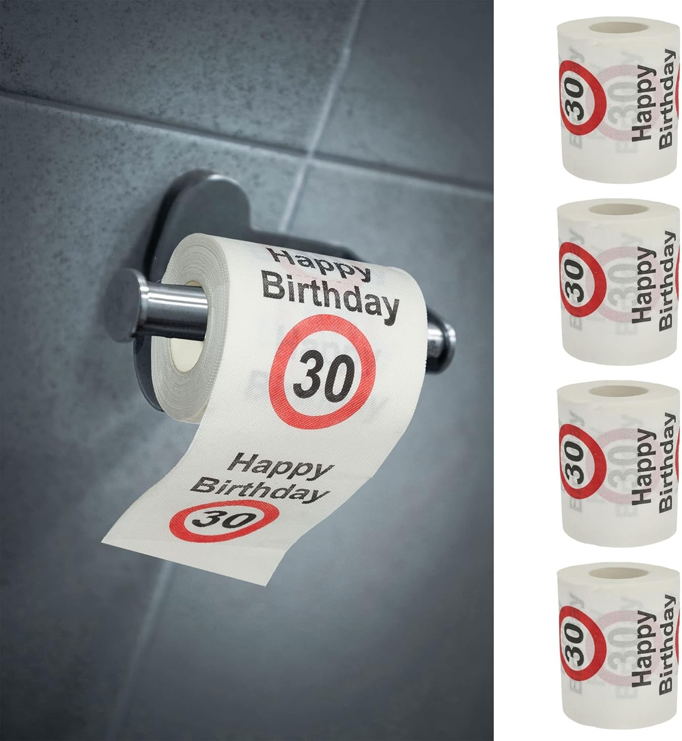 Set 4 carte igieniche "Buon 40° compleanno" │40° compleanno 24 metri 2 tessuti 180Gr/Qm │ Carta igienica motivo carta igienica (4 X carta igienica 40)