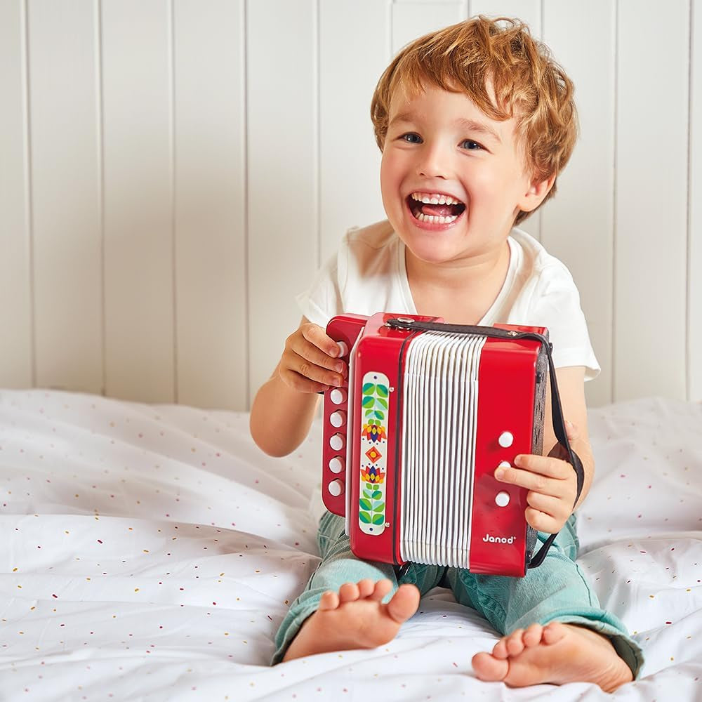 Janod - Fisarmonica Gioia - Strumento musicale per bambini - Giochi di ruolo e prima educazione musicale - Con tracolla - Dai 3 anni, J07654 Jucarii Bebe Naty Shop