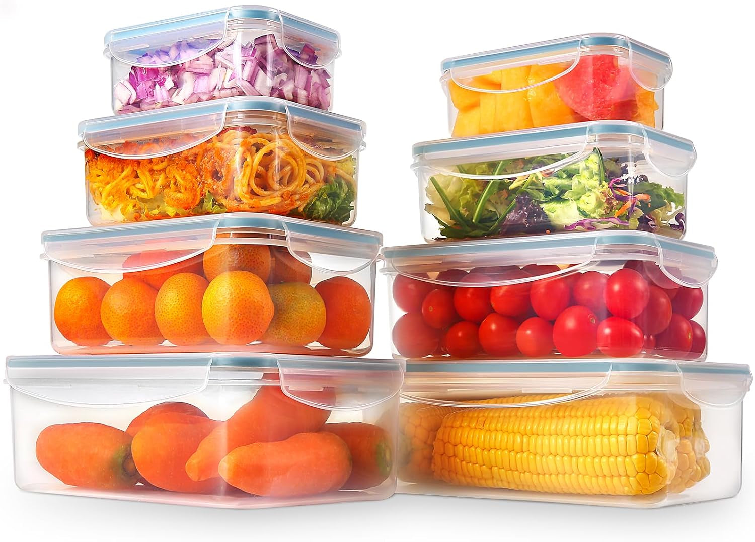 YASHE Barattolo per alimenti con coperchio Set di barattoli in plastica da 12 pezzi Scatole trasparenti impilabili per alimenti trasparenti impilabili al 100% senza BPA Naty Shop Mb-04-8 pezzi