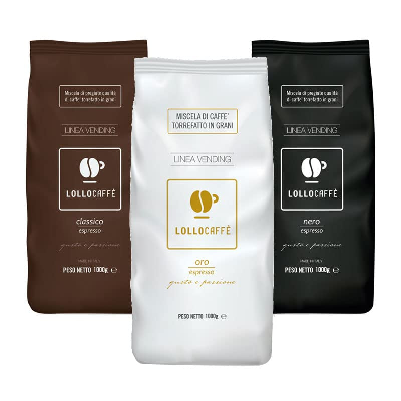 Set degustazione caffè in grani: Nero, Classico e Oro 1 kg x 3