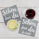 Tovaglioli da cocktail HEKU 'Schön Dass Du Da Bist', 3 strati, 25X25Cm, 150 pezzi I Design elegante I Ideale per festeggiamenti I Praticamente confezionato
