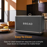Tower T826175GRY Cestino per il pane rinascimentale, capacità 16 l, coperchio singolo, grigio Contenitori per alimenti Naty Shop