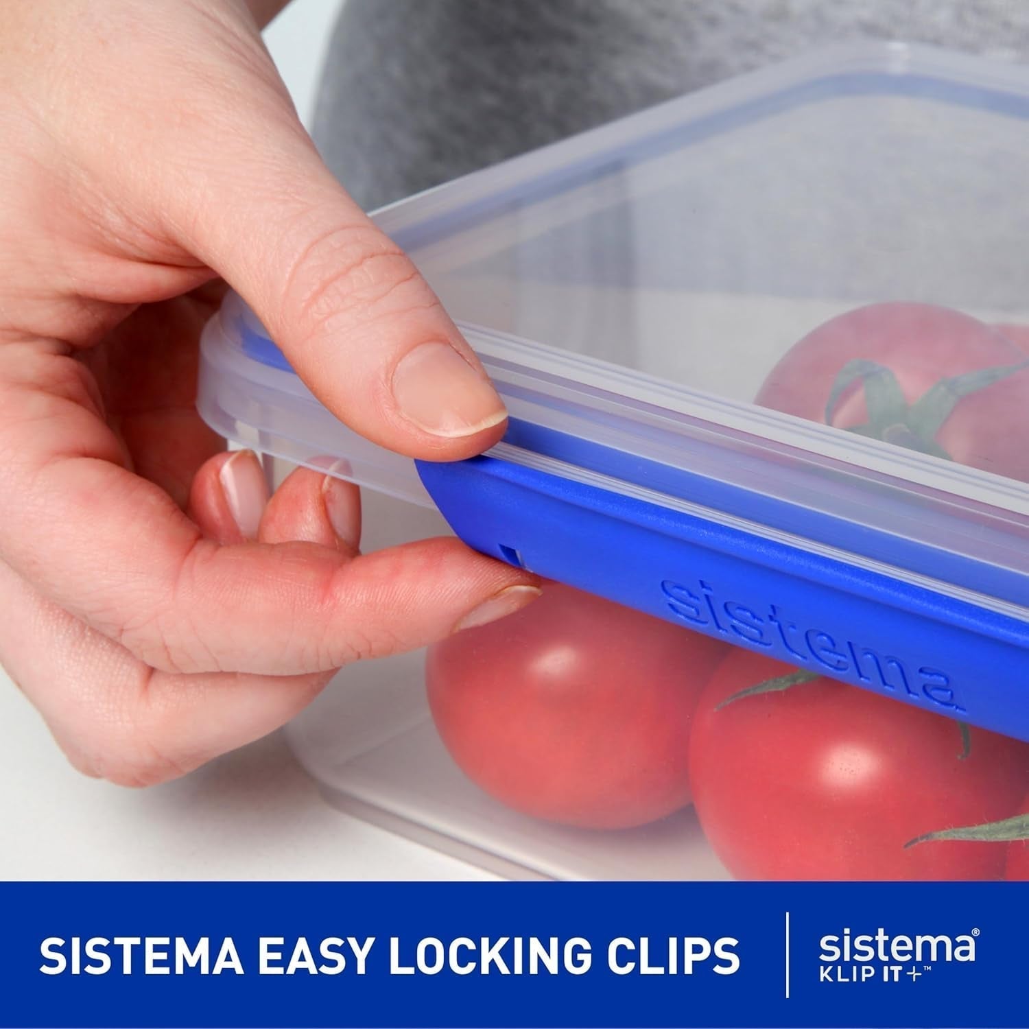 Barattolo per la conservazione degli alimenti KLIP IT System | 9,67 l | Barattolo per la conservazione impilabile e ermetico con coperchio, adatto per frigorifero/congelatore | Plastica senza BPA | clip blu | 1 pezzo (confezione da 4) contenitori per alimenti Naty Shop