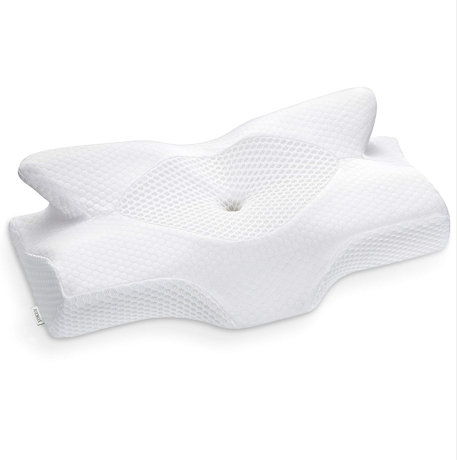Elviros Copricuscino Traspirante Cuscino 64 X 12,5/10,5 X 38 cm Grigio (Solo Fronte Cuscino) Cuscini Ortopedici Cervicali Naty Shop Bianco