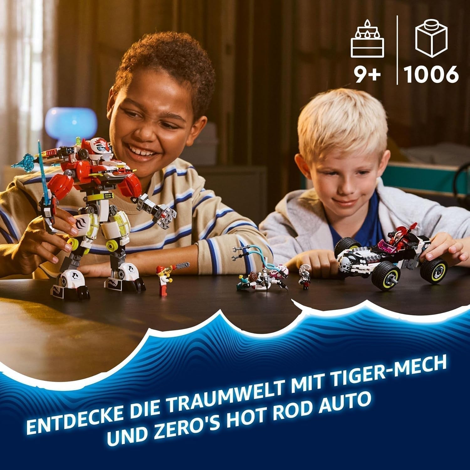 LEGO Dreamzzz Cooper's Tiger Mech e Zero's Hot Rod Car, Macchinina giocattolo per bambini, Regalo per ragazzi e ragazze di 9 anni, Playset 2 in 1 con Mech e minifigure 71497 Set da costruzione Besuche den LEGO-Store