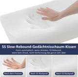 BedStory Cuscino in Memory Foam, Cuscino di Supporto per Collo Regolabile in Altezza, Cuscino ergonomico, Cuscino per chi dorme sul fianco per chi dorme sulla schiena e sullo stomaco (60x36x12/10 cm)