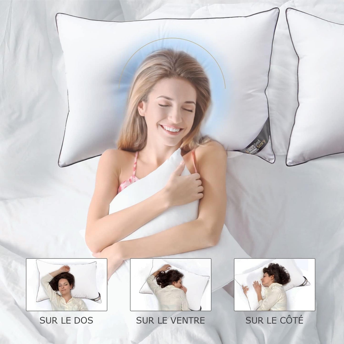 Cuscino Bedstory, 50 X 70 Cm, 2 Pezzi, Anti-morso, Traspirante, Ipoallergenico, Imbottitura: 100% Fibra di Poliestere, Ultra-Comfort, Morbido Comfort e Supporto Eccellente Cuscini Standard Naty Shop