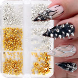 Mini Metall Nieten Punk Nail Charms Oro Argento Strasssteine ​​​​Nägel Charm Kegel Spikes Nagelschmuck Glitzersteine ​​​​Borchie per nail art Nagel Steine ​​​​Legierung Nagelanhänger Strass Nageldesign Zubehör
