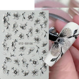 JMEOWIO 6 Blatt 3D Nagelsticker Blumen Nail Art Sticker Selbstklebend Nagelaufkleber 5D Stereoscopico Frühling Sommer Blumen Dekoration Nageldesign Zubehör