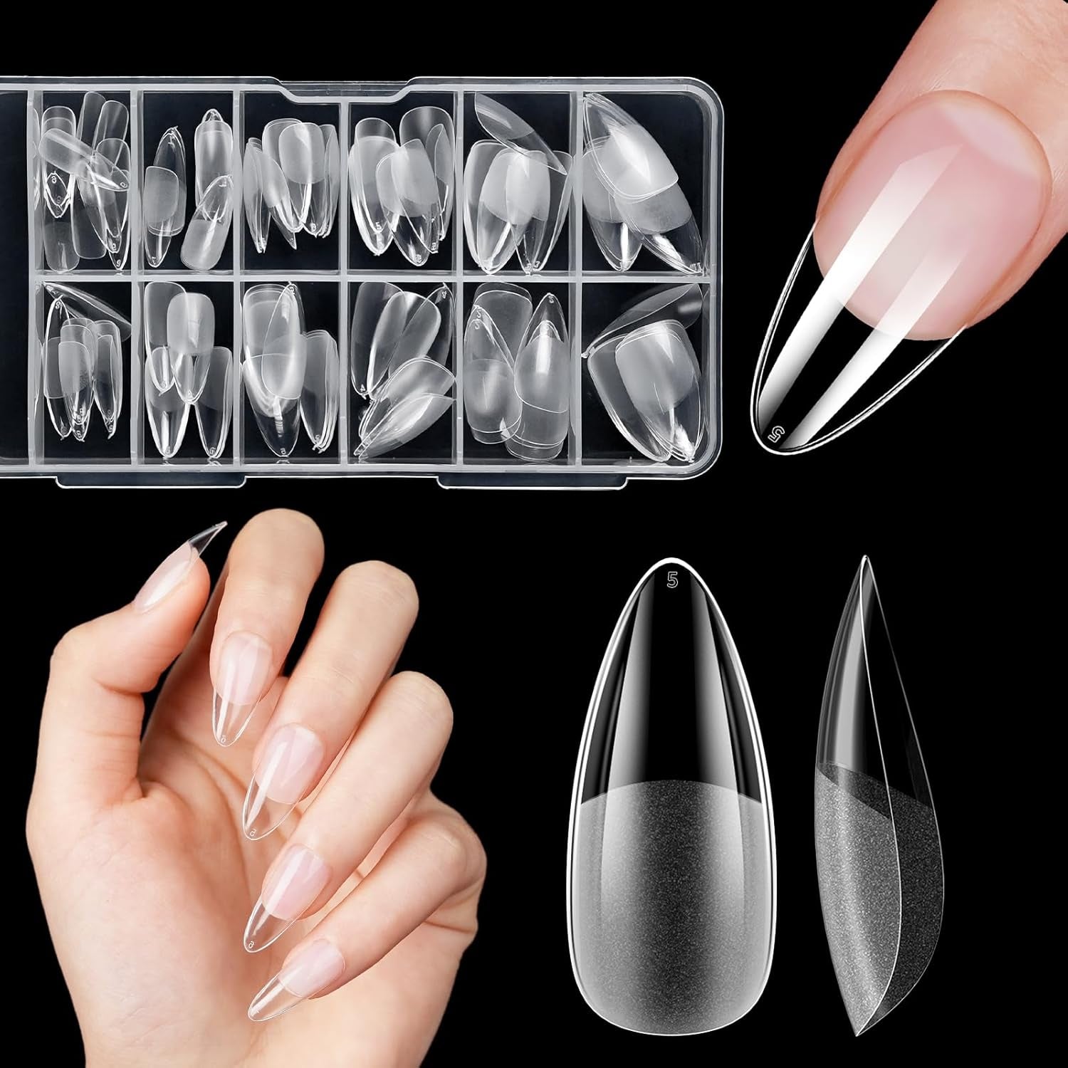 Unghie finte corte Ballerina 120 pezzi Colla su 12 misure Unghie artificiali corte Gel morbido Copertura completa Punte per unghie per unghie corte in gel S