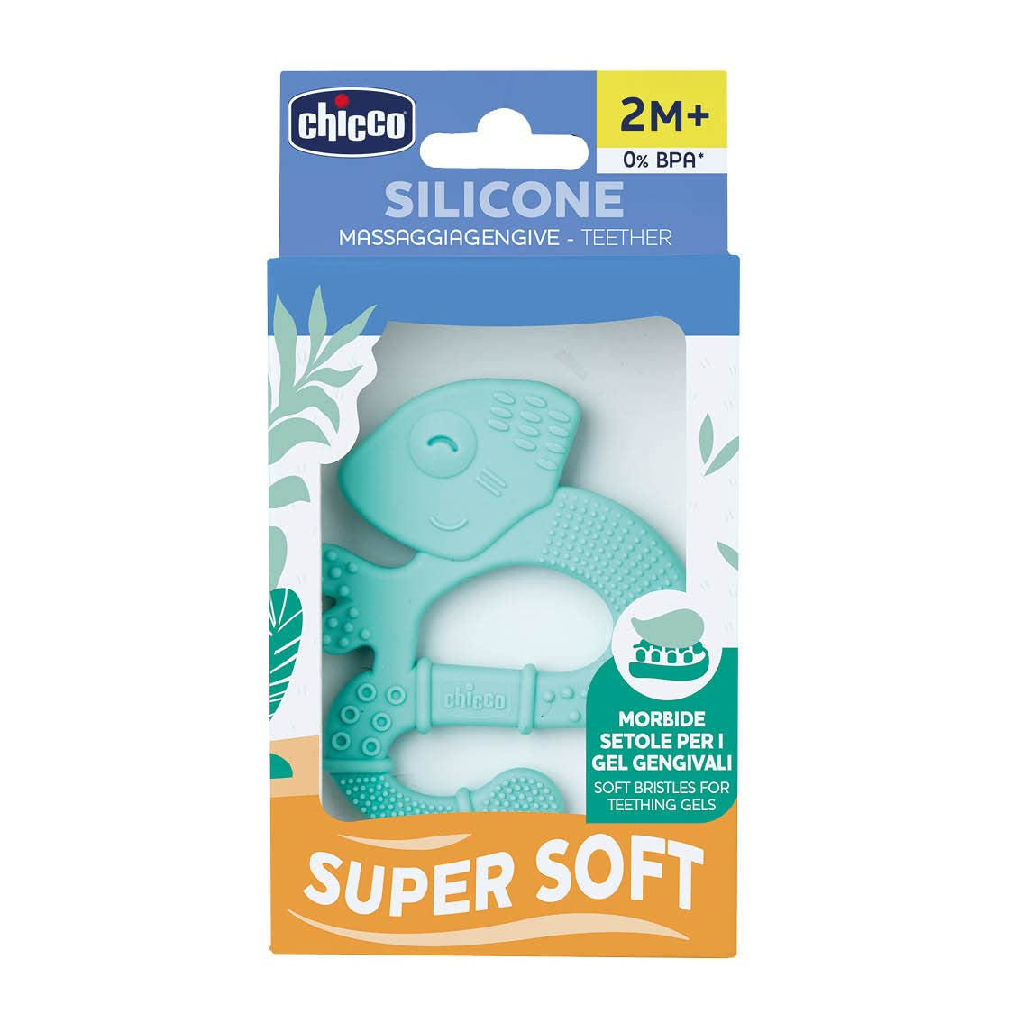 Lucertola per dentizione Chicco Soft&Clean, blu, 2M+