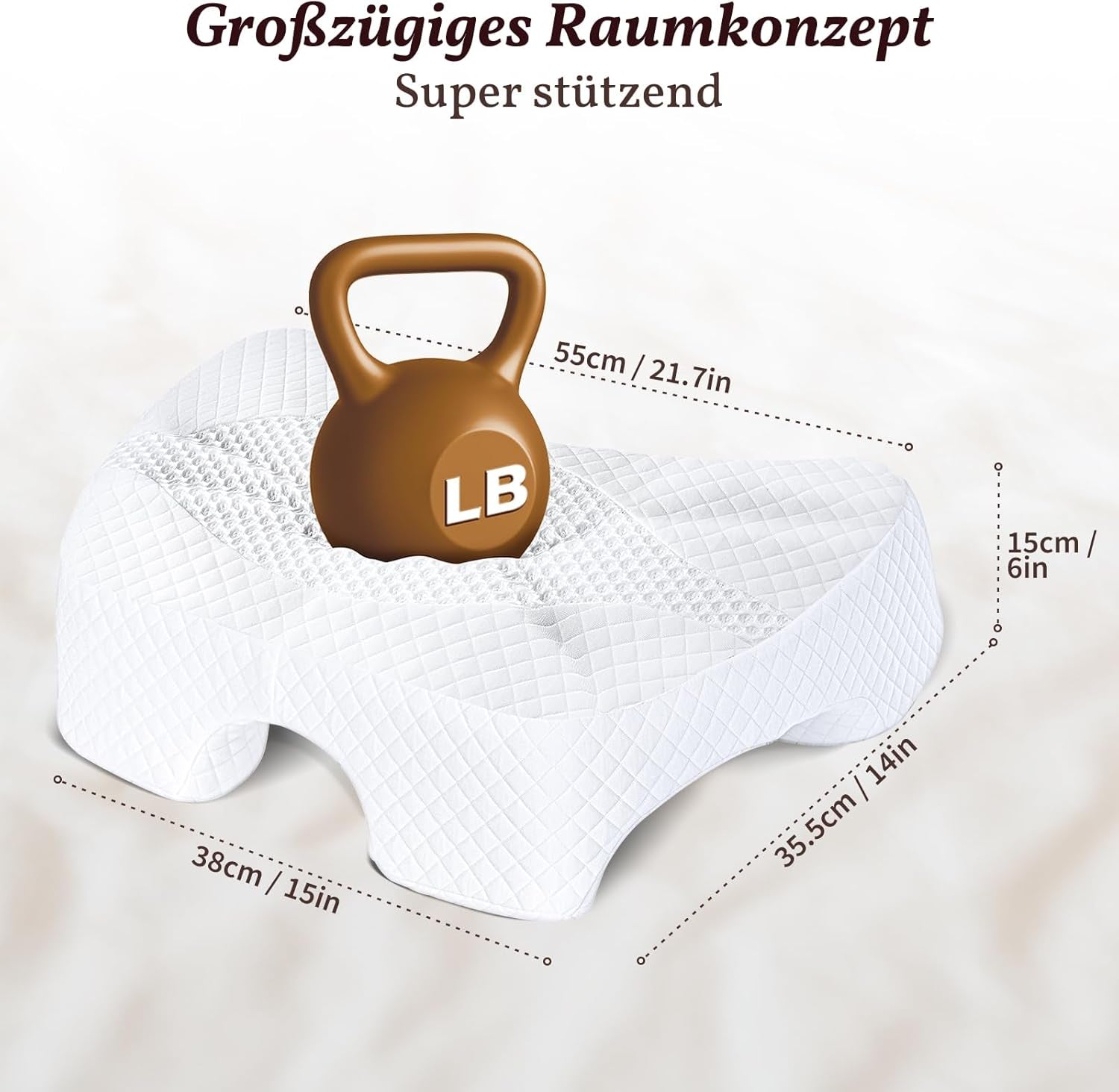 SAHEYER Cuscino per chi dorme sul fianco con bracciolo, Cuscino ortopedico ergonomico, Cuscino in memory foam per collo e spalle, Cuscino per collo con bracci multi-angolo per molte posizioni di sonno (Bianco) Cuscini ortopedici cervicali Naty Shop
