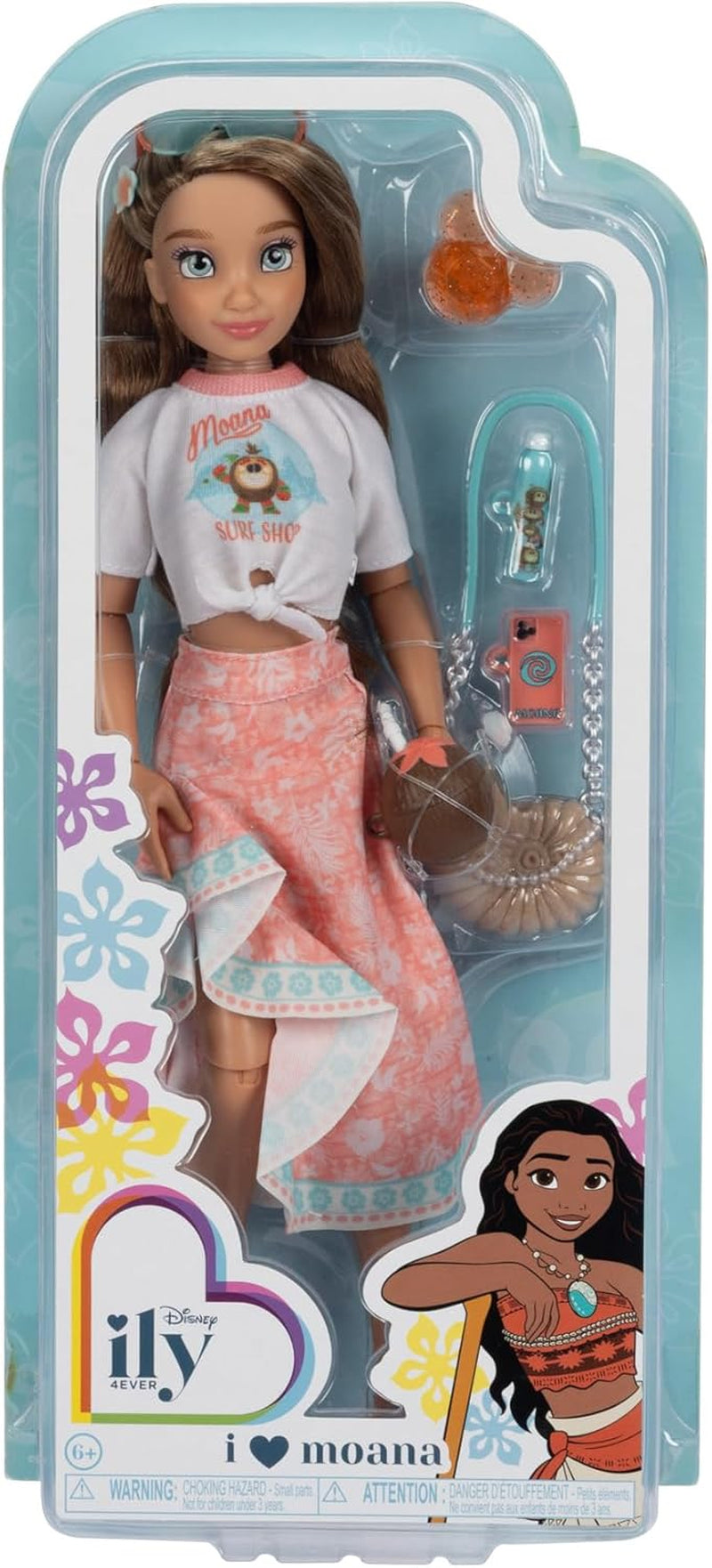 Bambola Vaiana con accessori, 29 cm, 13 punti di articolazione, licenza ufficiale Jakks Pacific. Completo di accessori combinabili e uno scintillante anello di Topolino!