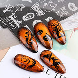 JMEOWIO Nail Stamping Stencil Halloween 6 pezzi Nagelstempel Stencil Nail Art Dekoration Nageldesign Zubehör Böse Gruselige Kürbis-Geisterhexe
