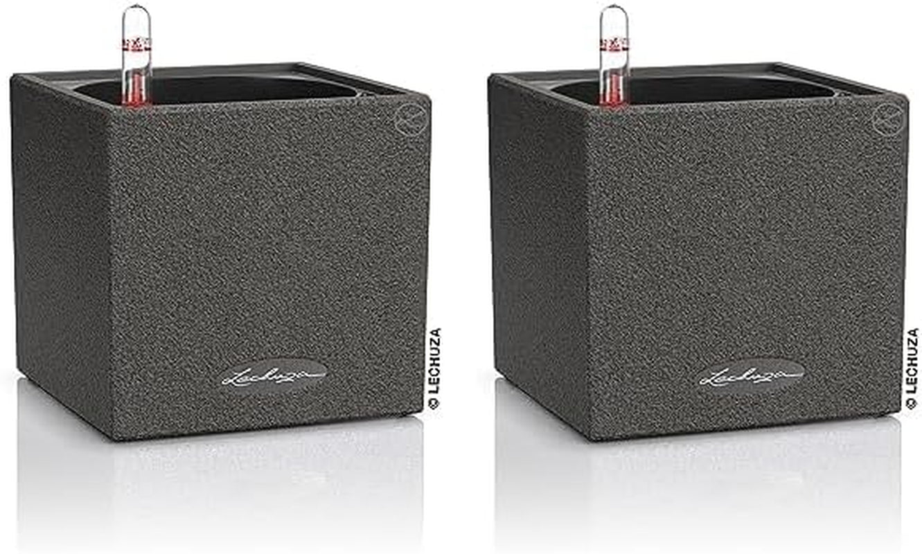 Cubo per erbe aromatiche di alta qualità LECHUZA CANTO Stone 14 con sistema di irrigazione a bastoncino, grigio pietra