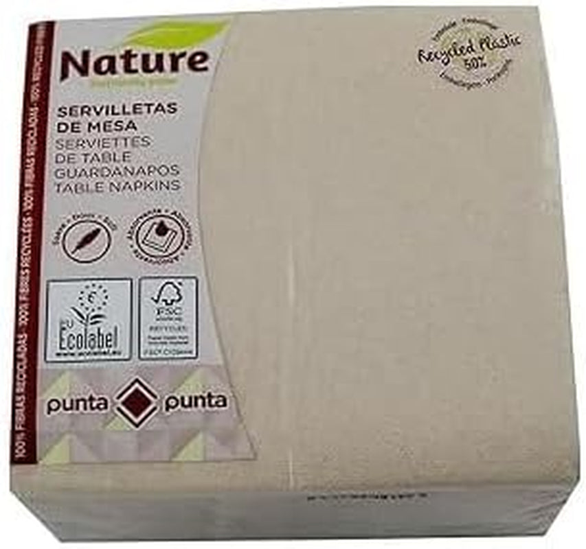 Tovaglioli in carta riciclata, 2 veli, ecologici, 100% fibre riciclate, 50% imballaggio in plastica riciclata, 33 X 33 Cm.